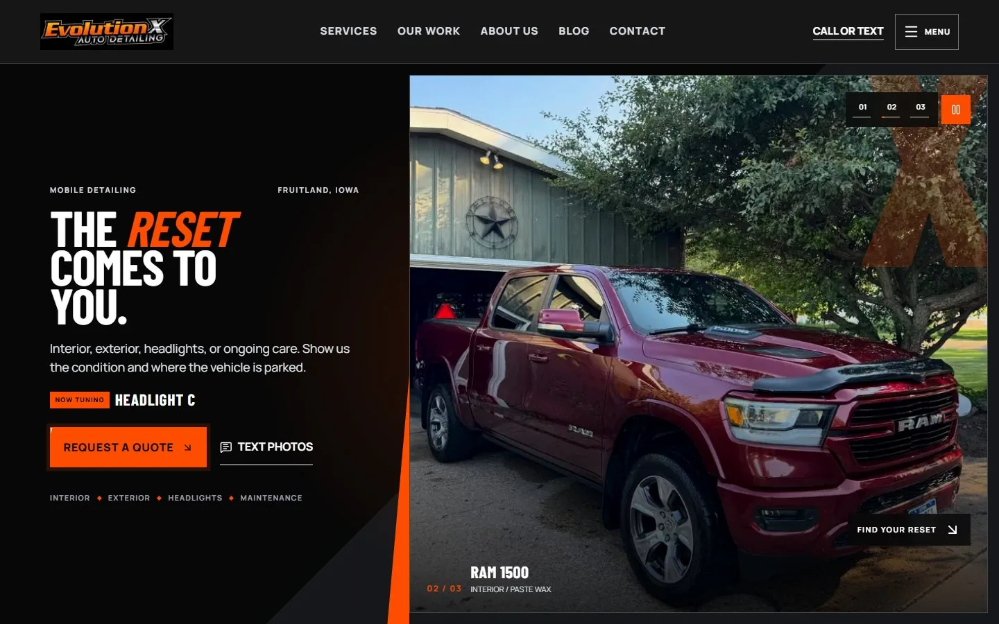 Evolution X Auto Detailing website